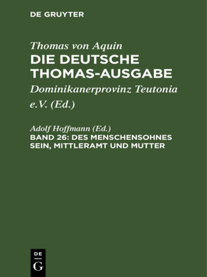 cover image of Des Menschensohnes Sein, Mittleramt und Mutter